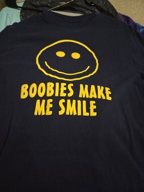 Spencer's Navy T‑Shirt with Yellow Smiley Graphic and Slogan